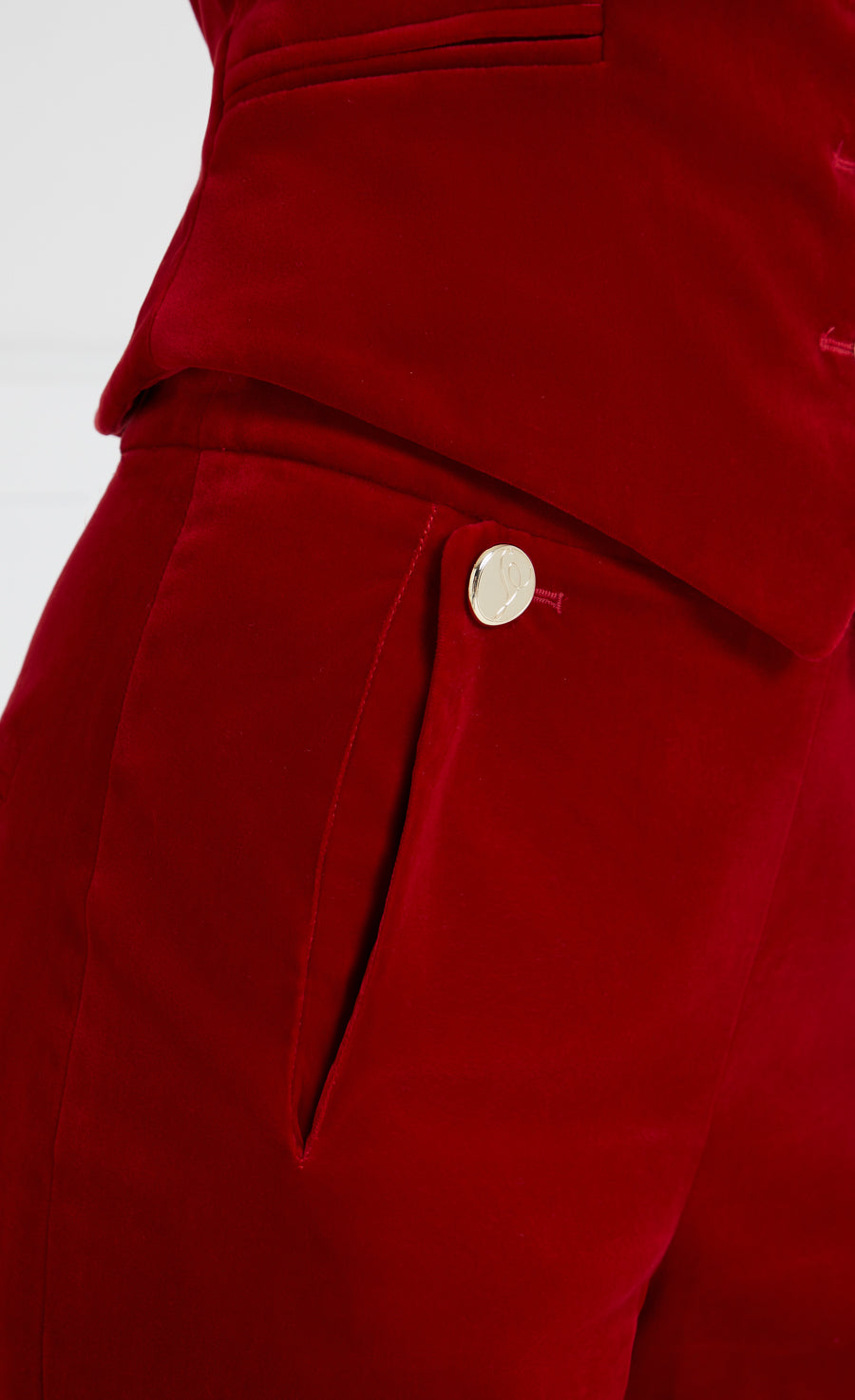 Clove Velvet Waisted Trousers - Scarlet