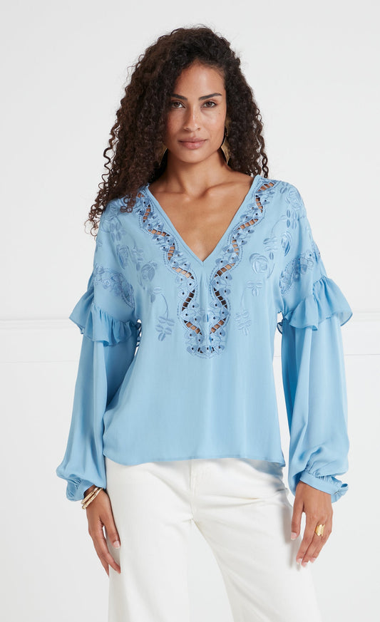 Daphne Blouse - Wedgewood Blue